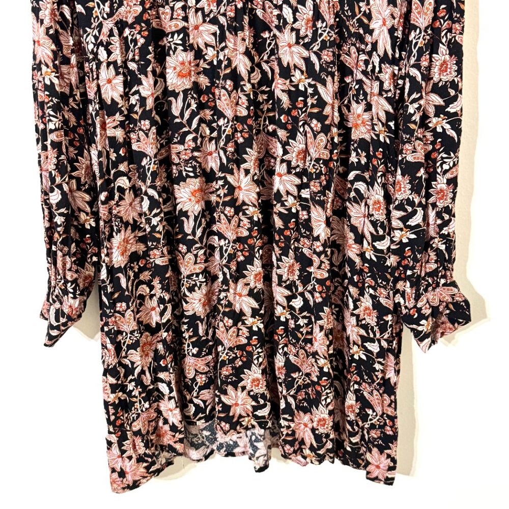 Knox Rose Floral Rayon Babydoll Dress Block Print Boho Grunge Paisley Oversized - Picture 4 of 13